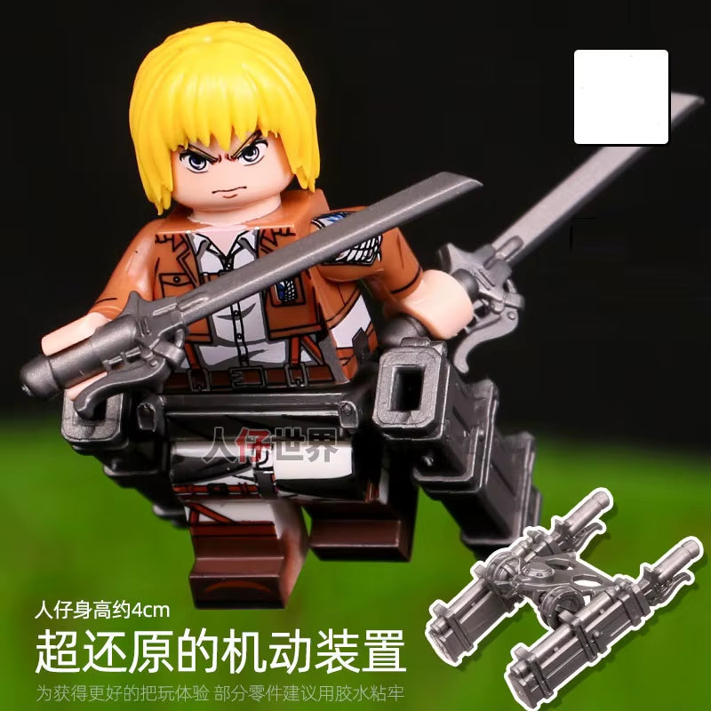 New Attack on Titan Building Blocks Eren Jaeger Levi Ackerman Mikasa Ackerman Mini Action Figure Toys