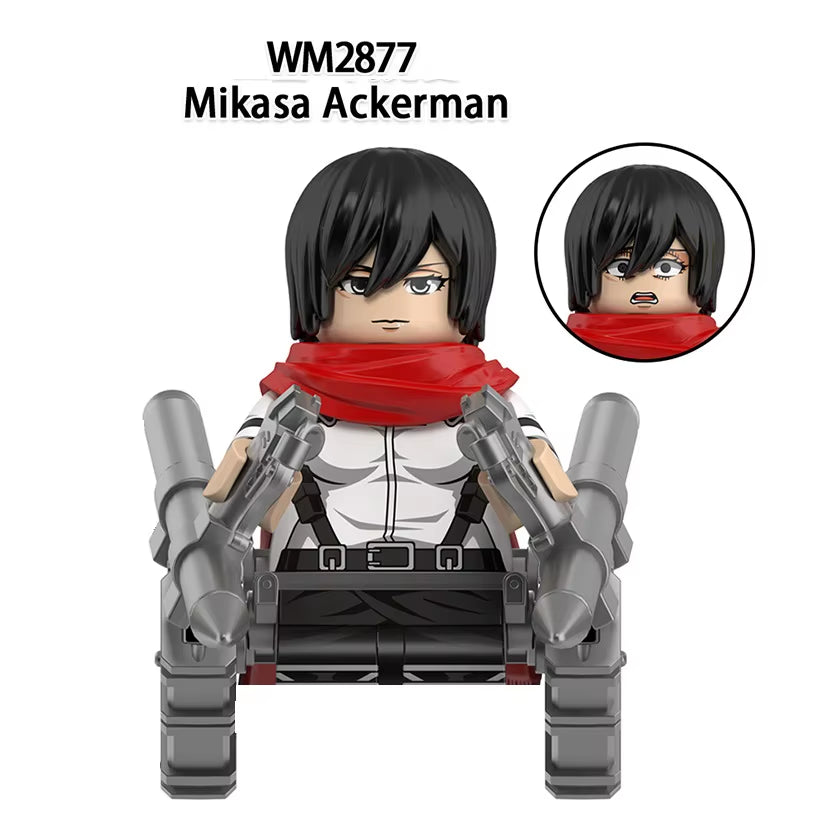 New Attack on Titan Building Blocks Eren Jaeger Levi Ackerman Mikasa Ackerman Mini Action Figure Toys