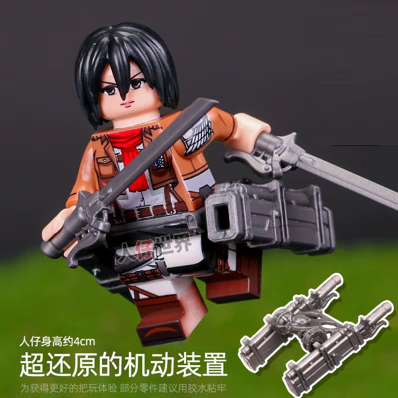 New Attack on Titan Building Blocks Eren Jaeger Levi Ackerman Mikasa Ackerman Mini Action Figure Toys