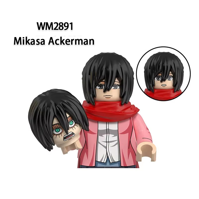 New Attack on Titan Building Blocks Eren Jaeger Levi Ackerman Mikasa Ackerman Mini Action Figure Toys
