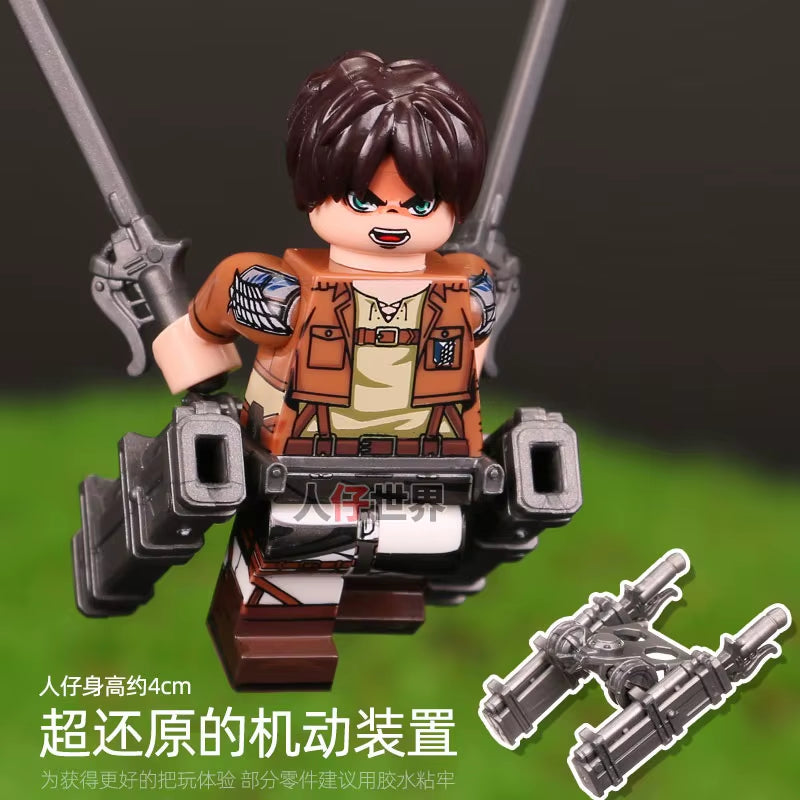 New Attack on Titan Building Blocks Eren Jaeger Levi Ackerman Mikasa Ackerman Mini Action Figure Toys