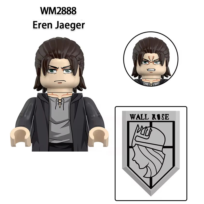 New Attack on Titan Building Blocks Eren Jaeger Levi Ackerman Mikasa Ackerman Mini Action Figure Toys
