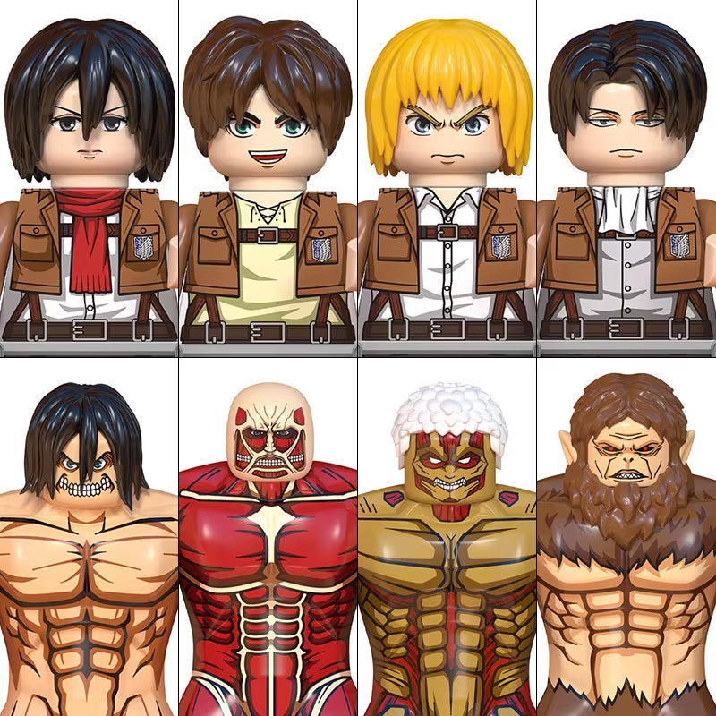 2025 NEW Attack on Titan Levi Ackerman Eren Mikasa Giant Annie Anime Bricks Mini Action Toy Figures Building Blocks Gifts