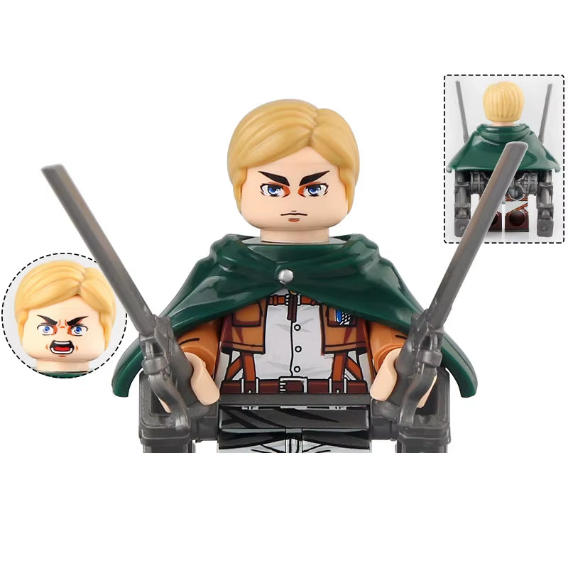 New Attack on Titan Building Blocks Eren Jaeger Levi Ackerman Mikasa Ackerman Mini Action Figure Toys