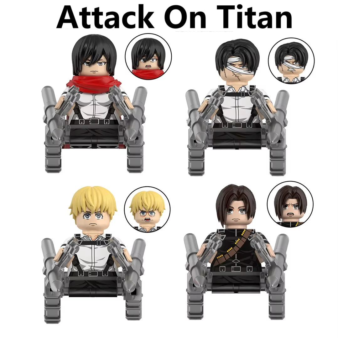 New Attack on Titan Building Blocks Eren Jaeger Levi Ackerman Mikasa Ackerman Mini Action Figure Toys