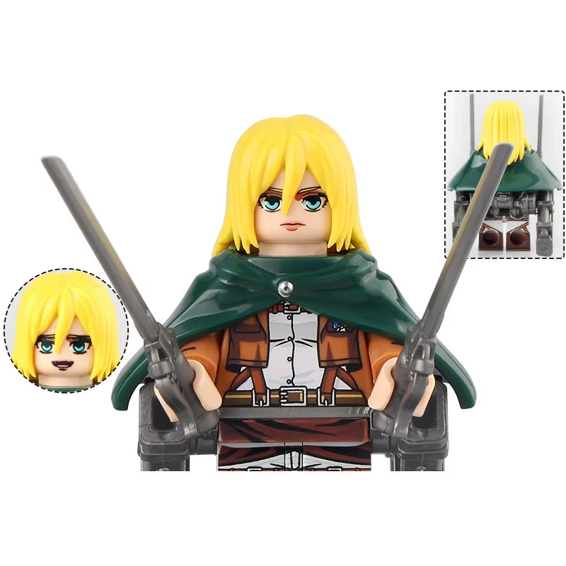 New Attack on Titan Building Blocks Eren Jaeger Levi Ackerman Mikasa Ackerman Mini Action Figure Toys