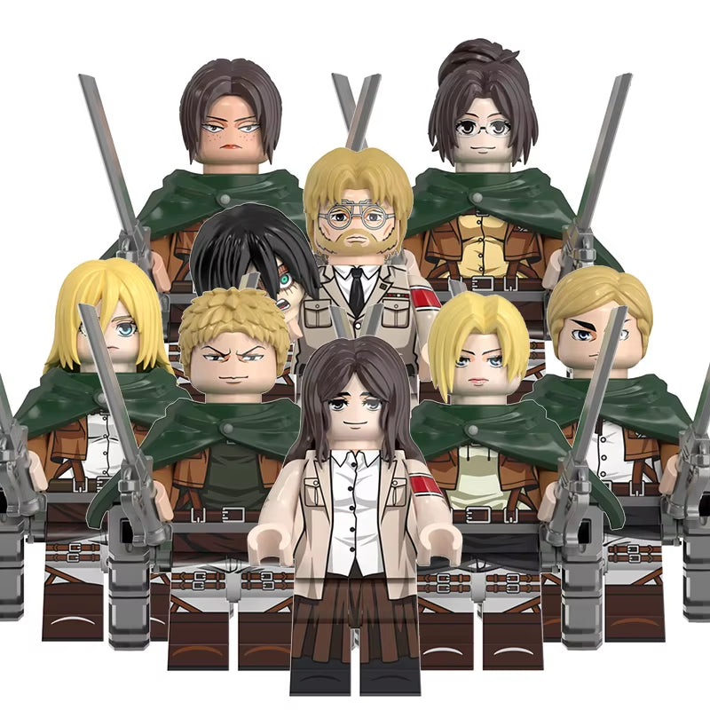 New Attack on Titan Building Blocks Eren Jaeger Levi Ackerman Mikasa Ackerman Mini Action Figure Toys