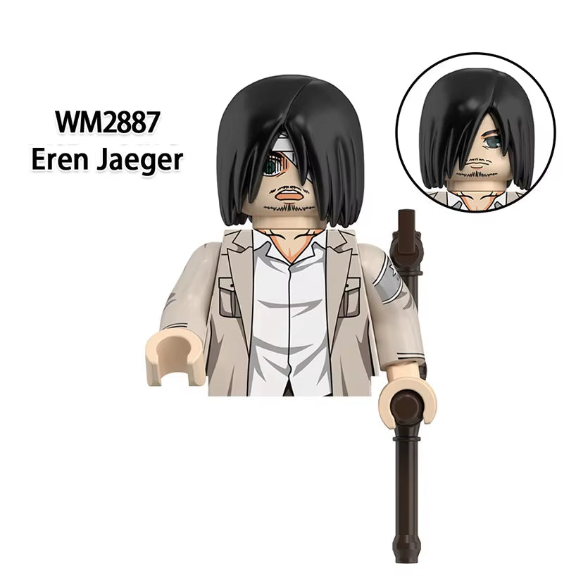 New Attack on Titan Building Blocks Eren Jaeger Levi Ackerman Mikasa Ackerman Mini Action Figure Toys