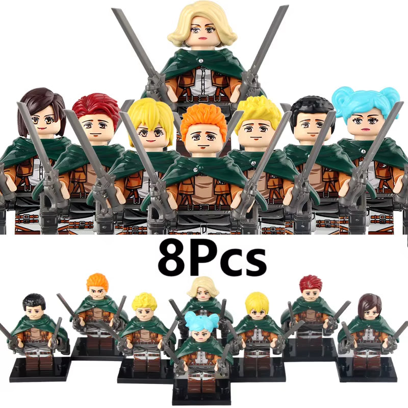 New Attack on Titan Building Blocks Eren Jaeger Levi Ackerman Mikasa Ackerman Mini Action Figure Toys